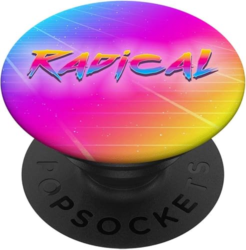Radical Retro 80s 90s Vintage Neon Outrun Synthwave - PopSockets Grip and Stand for Phones and Tablets