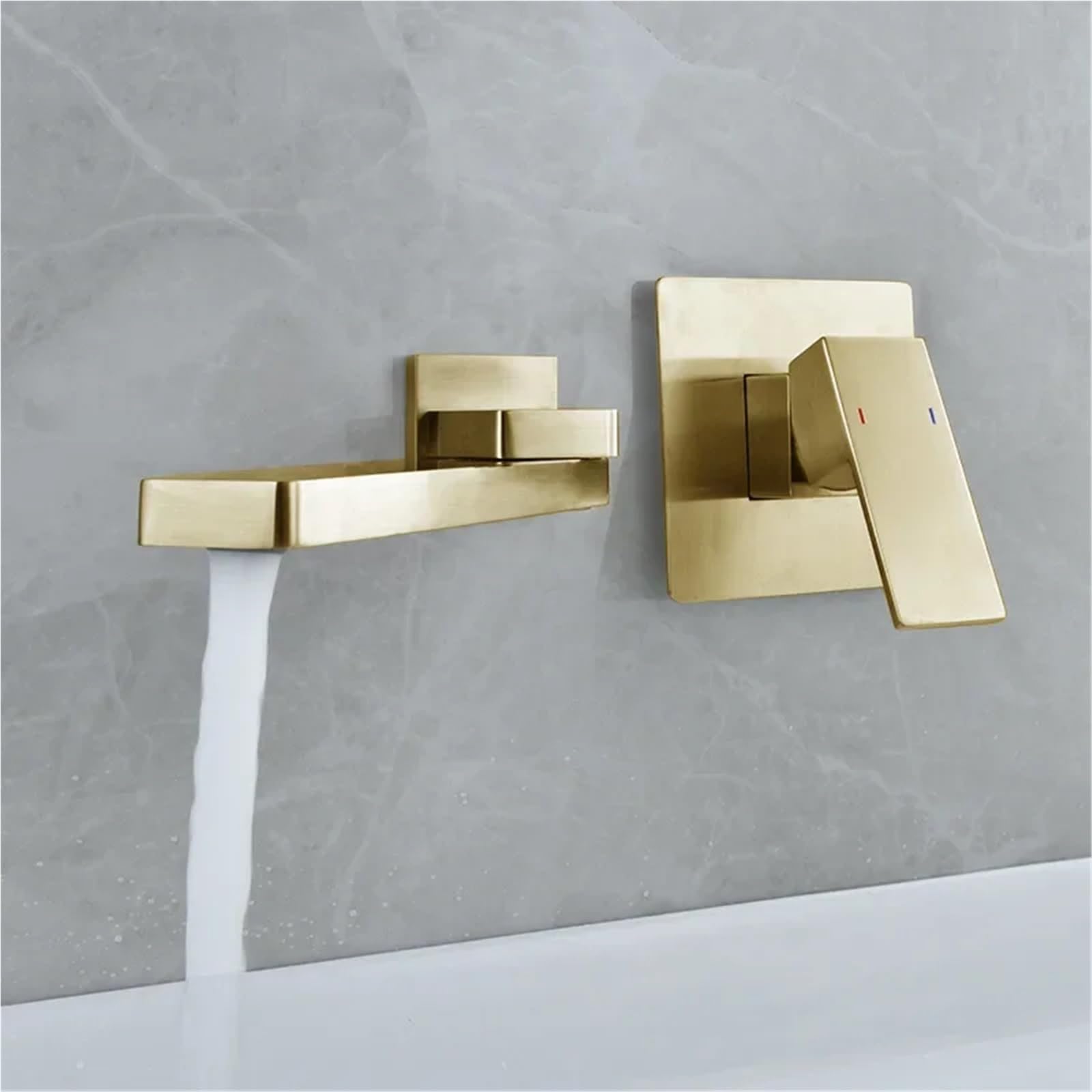 Rubinetti per vasca da bagno a parete, rubinetto per lavabo in oro spazzolato, rubinetto per bagno, rubinetto nero a parete, rubinetto per lavabo caldo e freddo, set di miscelatori per lavabo (color