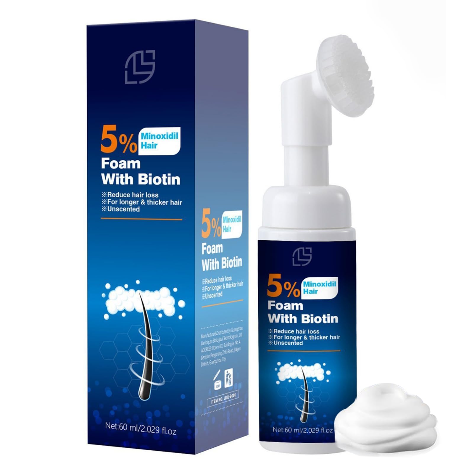 5% Minoxidil Foam for Men Women, 60ml 5% Minoxidil for Men Foam, Minoxidil for Women Hair Growth Suitable for Hair Thinning Receding Hairline and Hair Loss to Hair Regrowth Get Thicker Fuller Hair