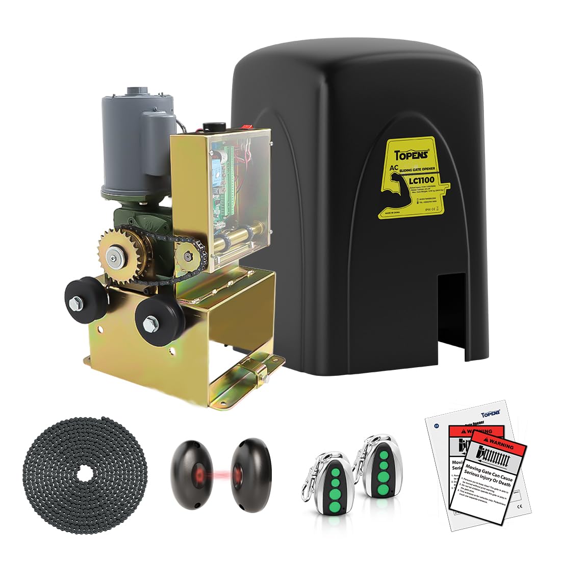 TOPENS LC1100 Automatic Commercial Sliding Gate Opener, Chain Drive