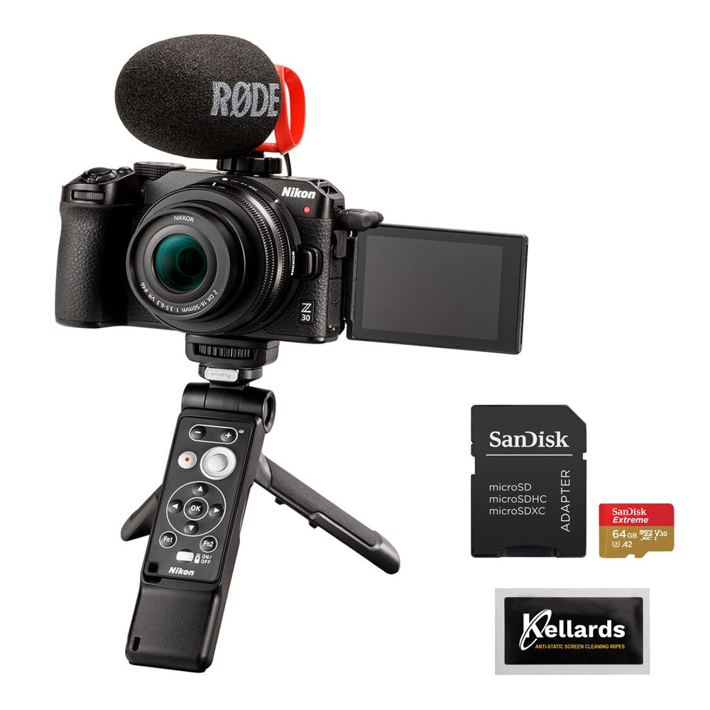 Nikon Z30 Creator's Kit with Nikon FTZ II Mount Adapter, 64GB UHS-I SDXC Memory Card, and Kellards Cleaning Pack