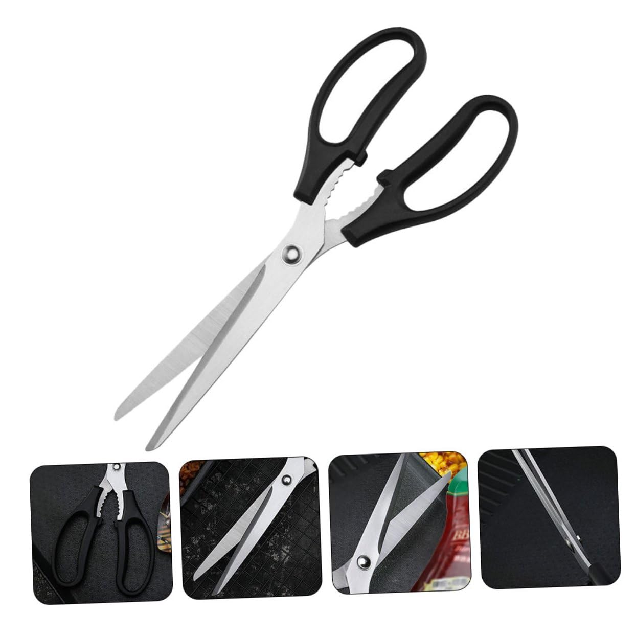 Ciieeo 2pezzi Forbici Da Cucina Acciaio Inossidabile Utensile Multifunzionale Per Pesce e Per Cucina Domestica e Barbecue Nero