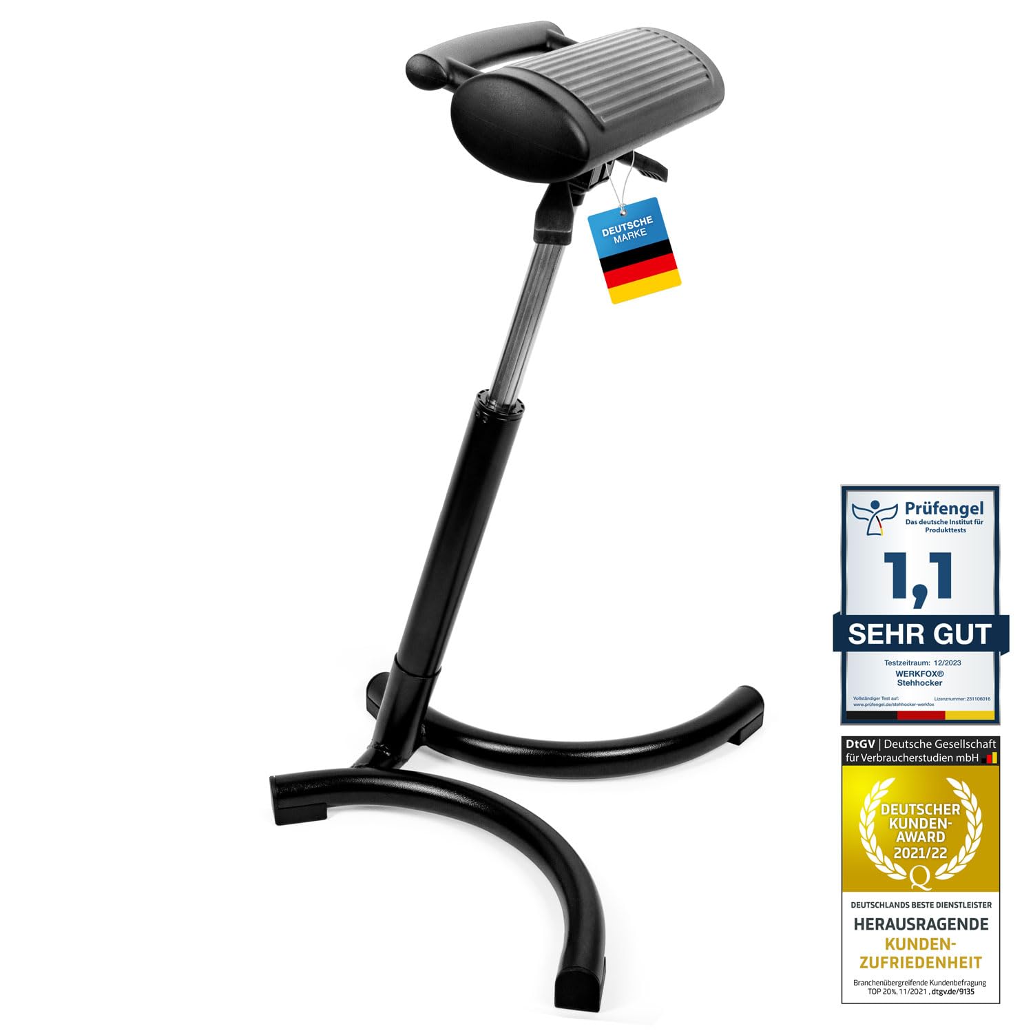 Tabouret Ergonomique Réglable en Hauteur - Confort Absolu pour Bureau et Atelier - Siège Assis Debout Dynamique et Robuste - Améliorez Votre Posture au Travail sans Effort - Noir