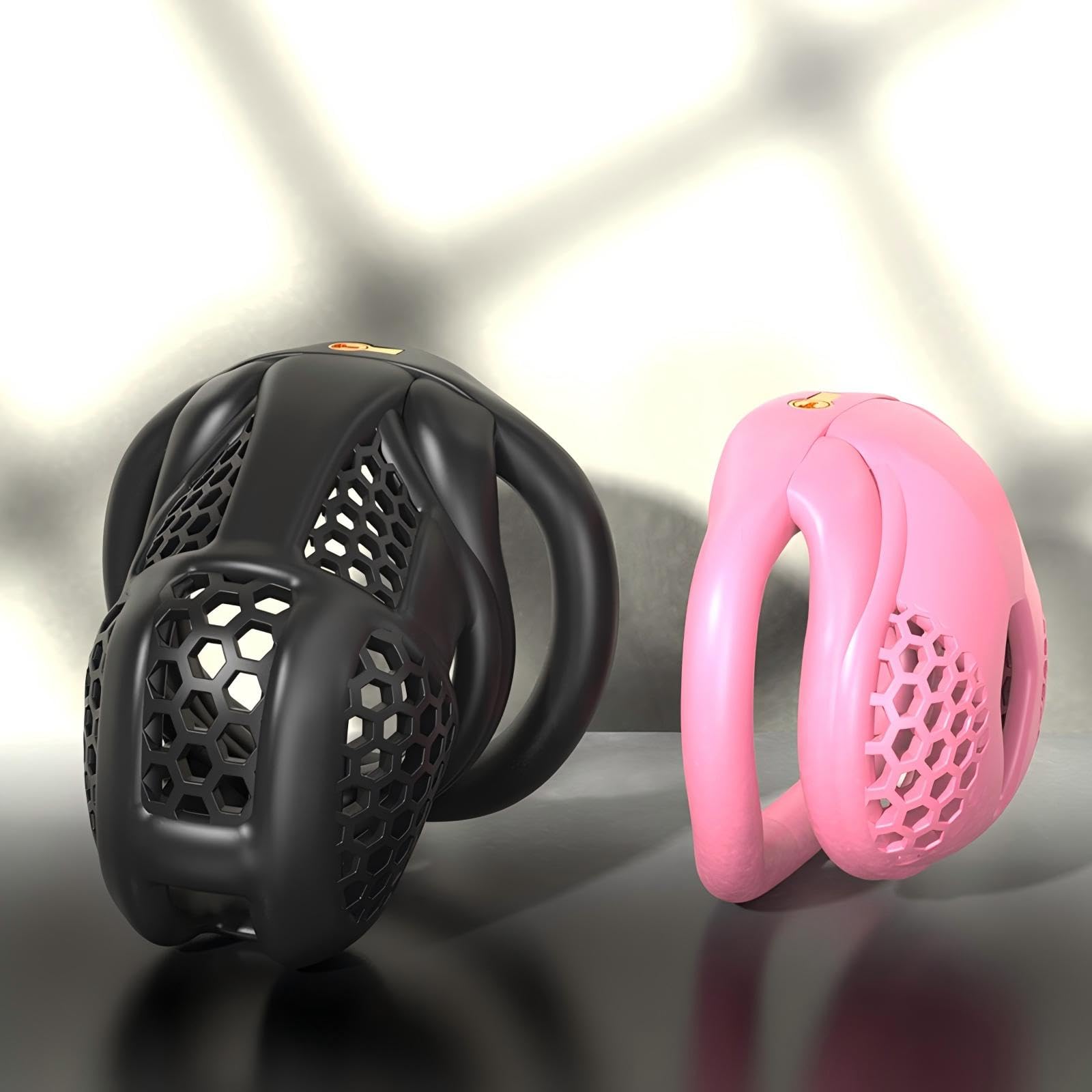 Cage Chastetée pour Homme Cage de Chasteté Pénis avec 4 Anneaux de Tailles Différentes Ceintures de Chasteté avec Serrure Invisible pour le Bondage du Pénis Sex Toys Chastity Cage (Micro,Pink)