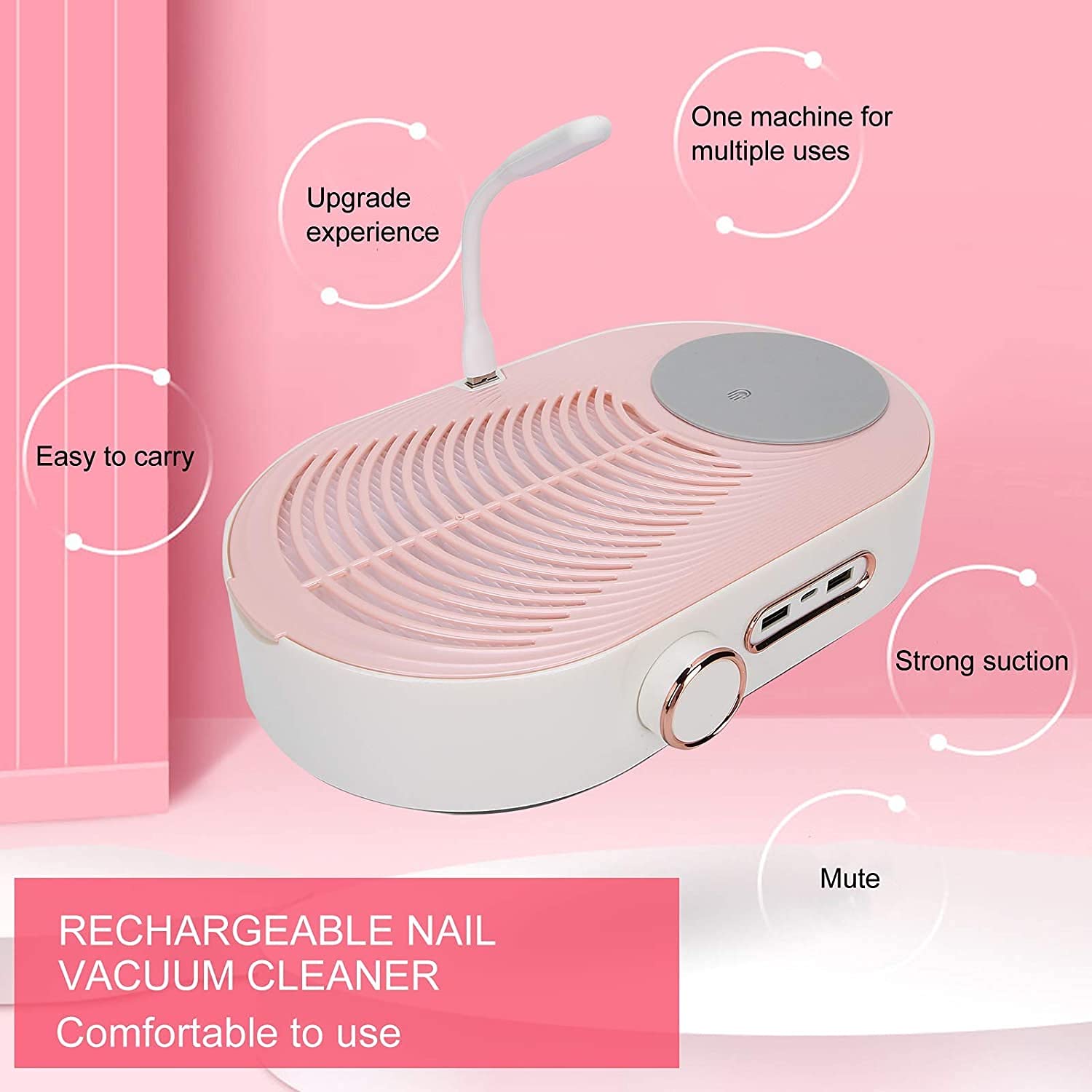 X&Z-XAOY Máquina De Arte De Uñas 3 En 1 con Luz LED Kit De Uñas De Salón Profesional Herramienta De Manicura Extractora De Polvo con Filtro De Uñas Colector De Polvo De Uñas 40W