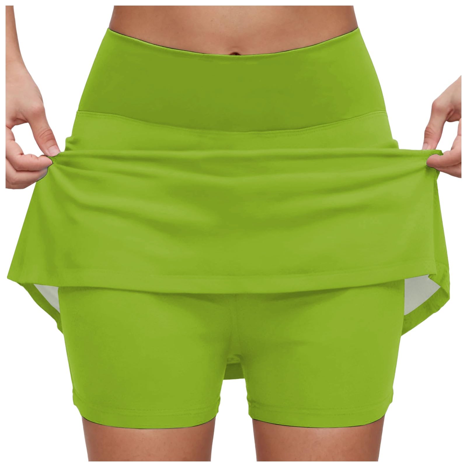 Tennisrock Damen mit Hose 2 in 1 Sportrock Golfrock Tennis Skort mit 2 Taschen & Seitlichem Schlitz Sommerrock Minirock Laufröcke Hosenrock Wandern Laufen Rock Damen Hohe Taille Sportliche Jogginghose