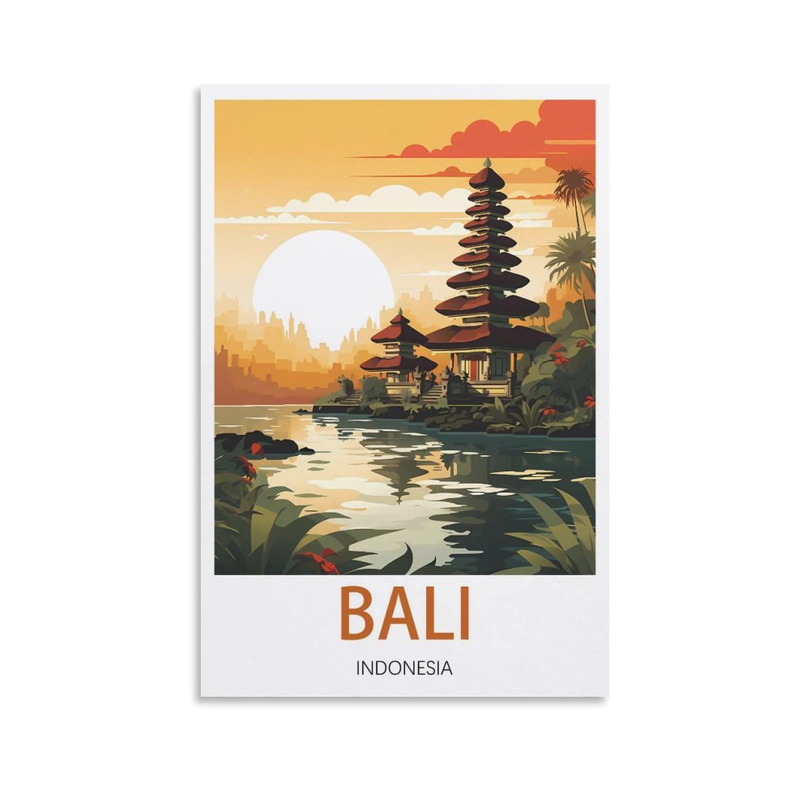 Cyyhgee Unframe-Style Bali Indonesia Vintage Travel Posters 08X12inch(20X30cm) Canvas Poster Wall Art Living Room Home Decor