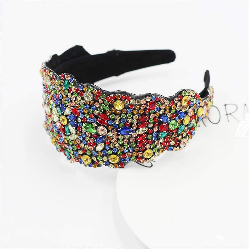 QTMY Diademas de cristal de diamantes de imitación para mujer,Accesorios de aro para el cabello, joyería para la cabeza, 562Colorful