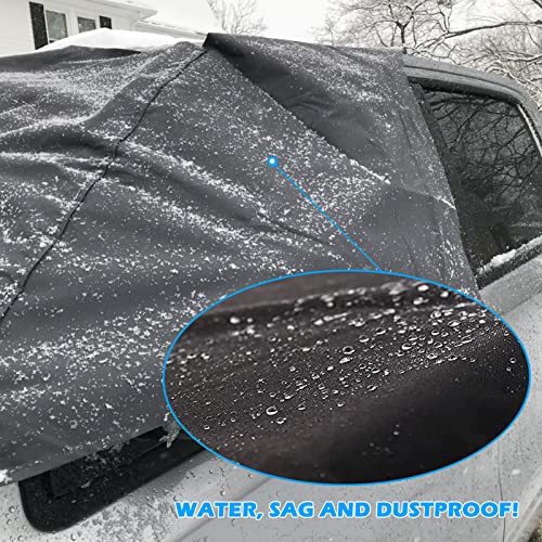 Image of Big Hippo Windshield Snow Cover, Extra Large 600D Windscreen Cover for Ice and Snow, Waterproof Thicken Windshield Cover Protector for Pickup Truck, Mirror Covers with Reflective Warning Bar, Gray