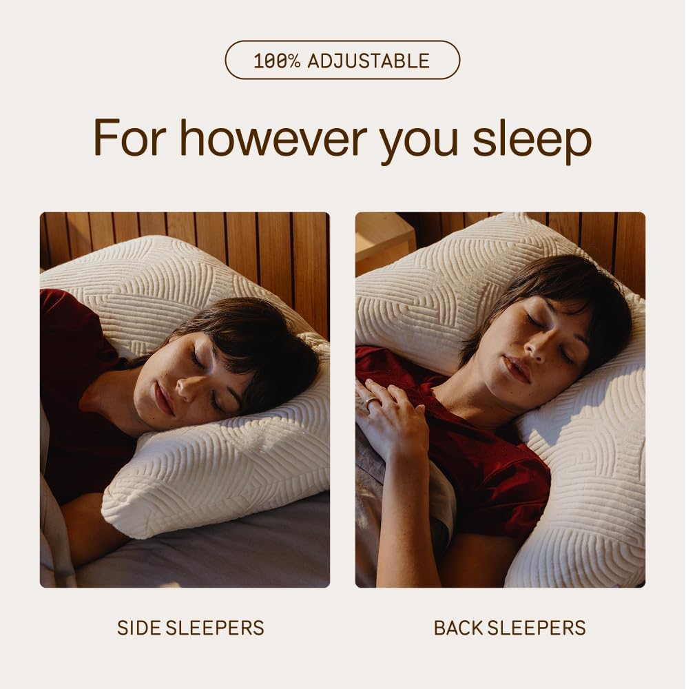 Coop Home Goods Adjustable Latex Crescent Pillow Queen, Talalay Latex & Microfiber Fill, Ergonomic Shape, Naturally Cooling, Eco-Friendly, Medium Firm for Back and Side Sleepers, GREENGUARD Gold - Image 3