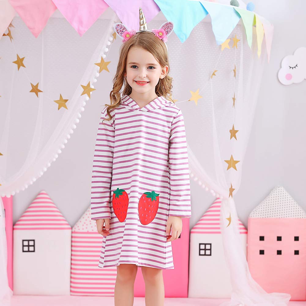 VIKITA Vestido para Niñas Manga Larga Algodón Princesa Casuales Bebe Niñas 2-8 años — view 2