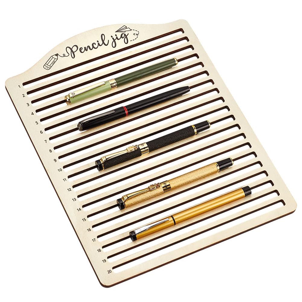 BENECREAT 20-Slot Laser Engraving Jig, Wood Pencil Fixture, Multi-Pencil Clamping Tool for Creative Pen Making, DIY Projects & Artisan Creations, 200x8mm/ 7.8x0.3" ID