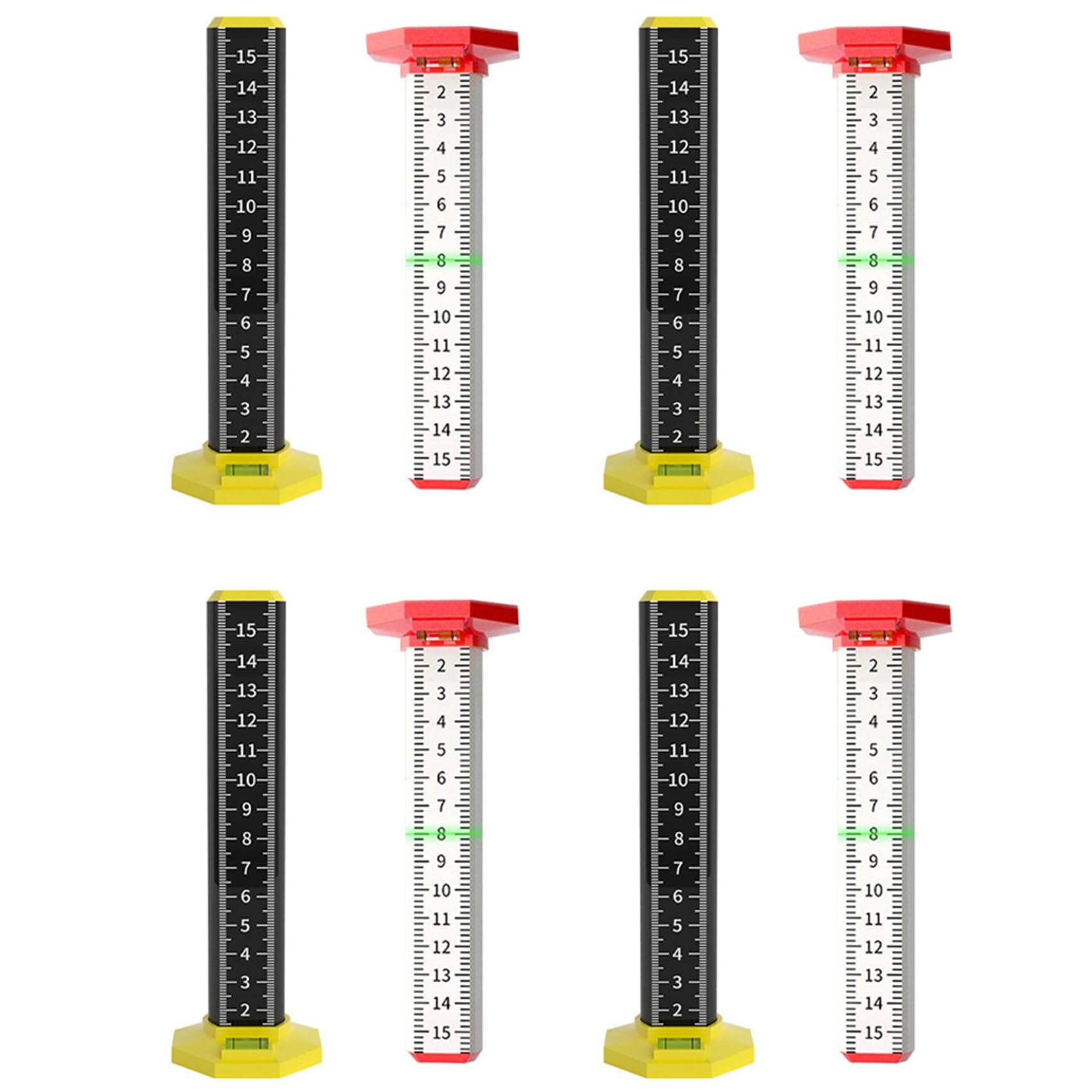 Jnchdghwa Black & Red 8Pcs Ceiling And Floor Tile Height Ruler, Measuring Ruler With Magnetic Base, Measuring Ruler, Suspended Ceiling