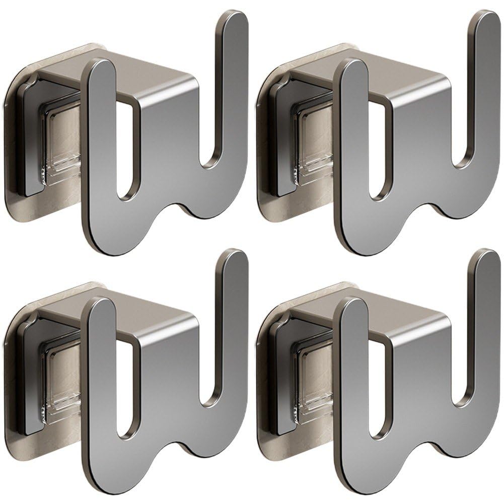 Hrippy 4pcs Wall Mounted Slipper Holder Metal Self Adhesive Shoe Rack Space Saving Shoes Storage Organizer for Narrow Space