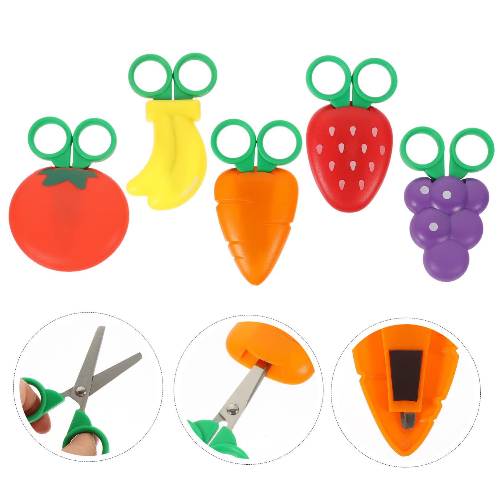 ibasenice 5pezzi Forbici Magnetiche Forma Di Frutta Per Ragazzo Ragazza Piccole Sicuro Adatte Casa Scuola Ufficio Per Tagliare Foto Immagini