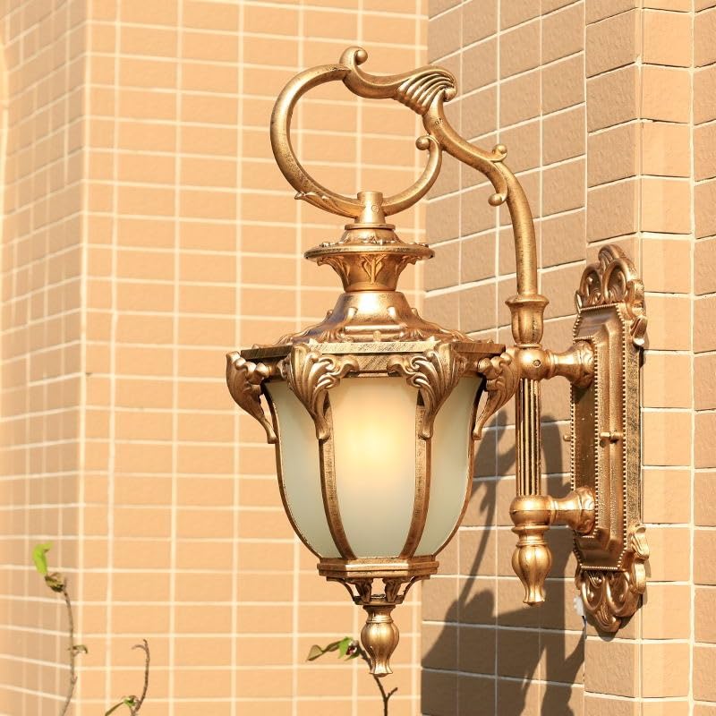 Luce da portico con presa GFCI integrata, luce esterna dal tramonto all'alba con uscita, impermeabile, antiruggine, in alluminio, montaggio a parete, luce esterna per casa, garage, porta anteriore