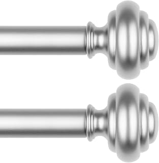 KAMANINA Curtain Rods for Windows 48 to 84 Inches Silver Decorative Finials