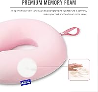 Vista 4 de Fabuday Memory Foam Neck Pillows for Travel - Airplane Pillows for Sleeping with Attachable Snap Strap Soft Washable Cover, Flight Pillow for Pink