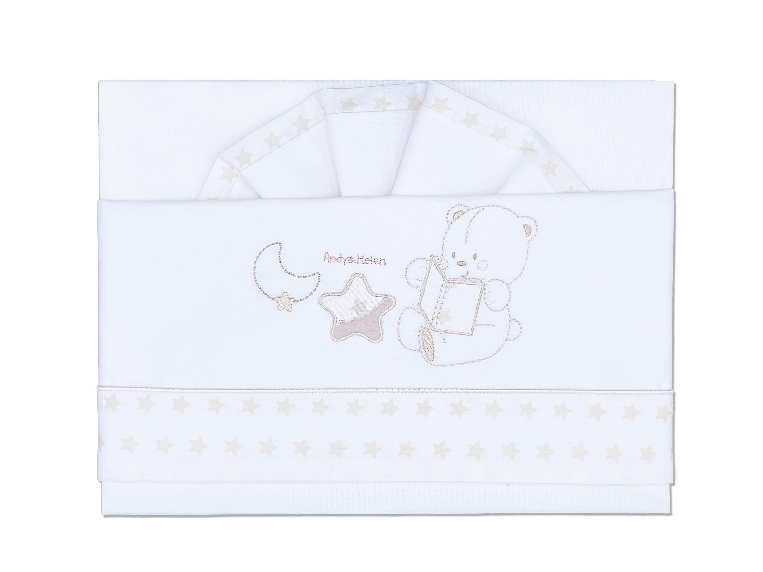 Set Lenzuola Per Culla/Carrozzina | 3 Pezzi Ricamati | Cotone Italiano | Misure Universali - Foto 7