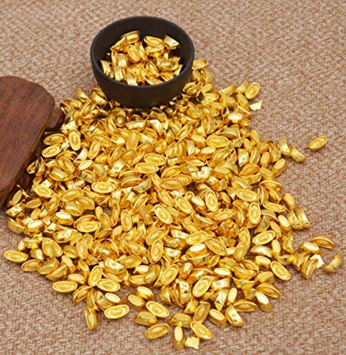 ZHONGJIUYUAN 50pcs Feng Shui Auspicious Golden Chinese Wealth Lingotes W Fengshuisale (color dorado)