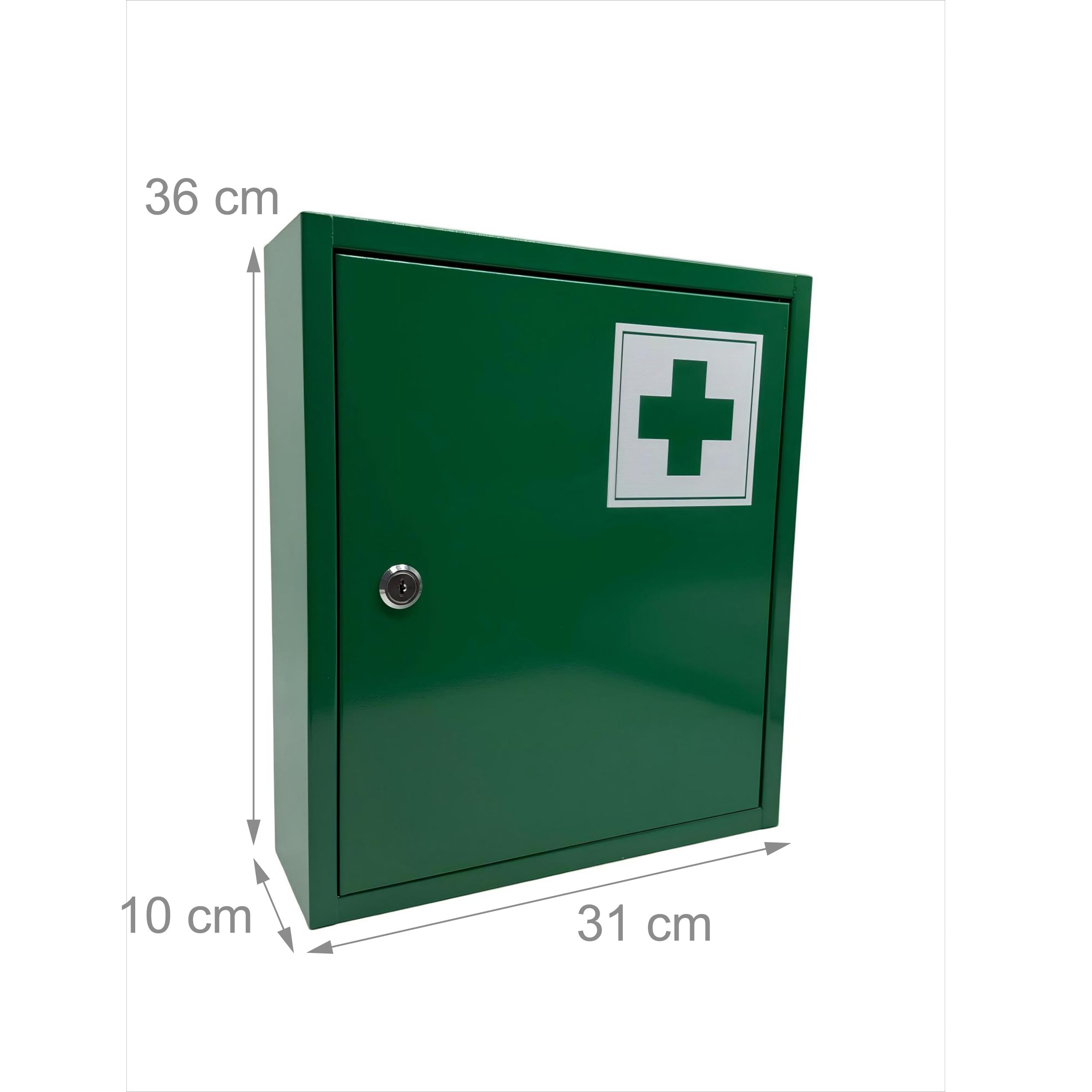 Armoire à Pharmacie Relaxdays, verrouillable, 3 espaces, H x L x P : 36 x 31 x 10 cm, pour médicaments, Verte