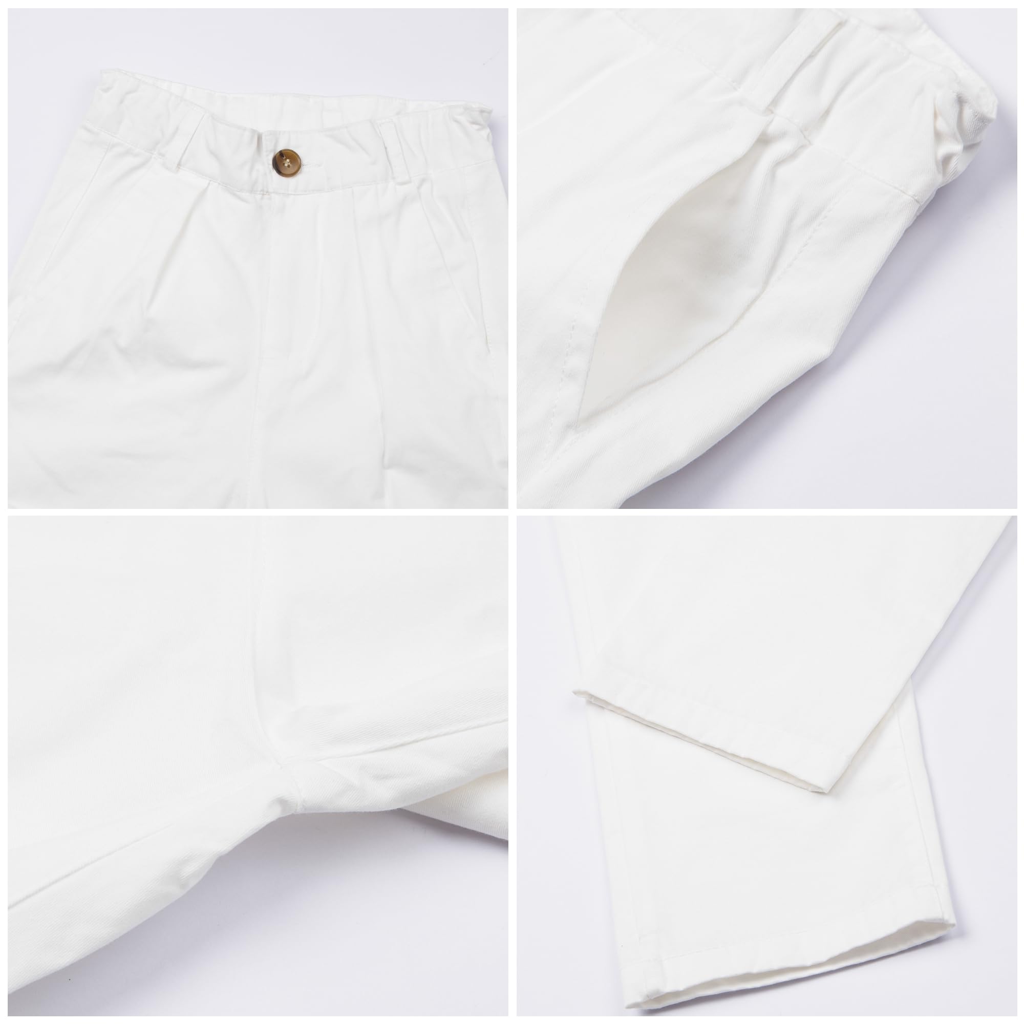 Mud Kingdom Pantalones rectos con parte delantera plana, cintura ajustable, uniforme escolar, con bolsillos