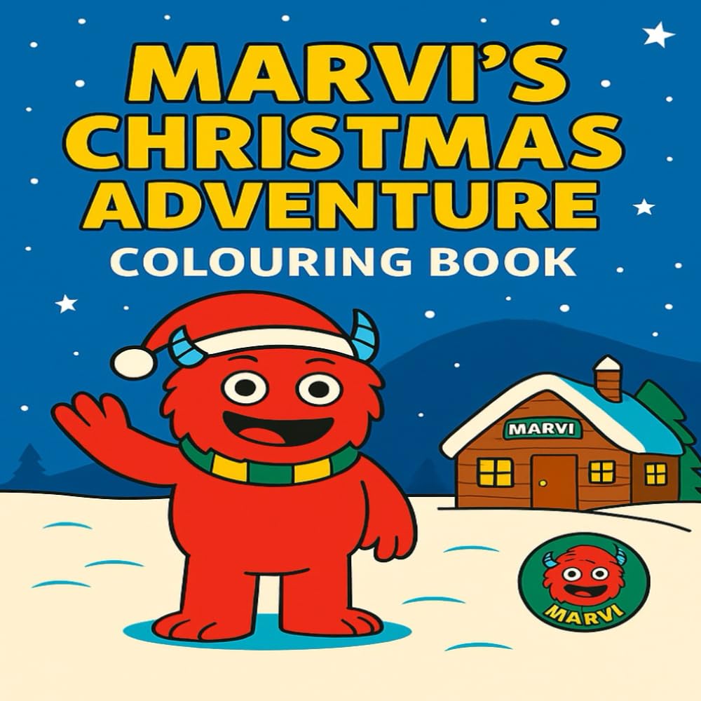 Marvi’s Christmas colouring book: Festive Holiday Colouring Fun with Santa, Reindeer & Marvi the Monster (Marvi the Monster Adventures)