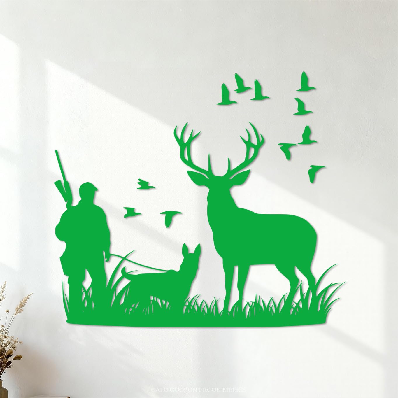 Wall Decals Deer Hunting Dad 51x58.3cm Removable Without Leaving Glue DarkBlue