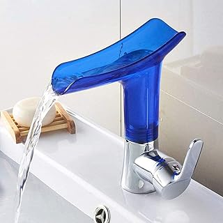 M-zen Mitigeur De Lavabo De Salle De Bain en Verre Moderne en Laiton À Cascade Robinet À Cascade Monotrou À Levier Unique Vasque D'évier Chrome Finition Polie Mélangeur d'eau Chaude Et Froide Robine