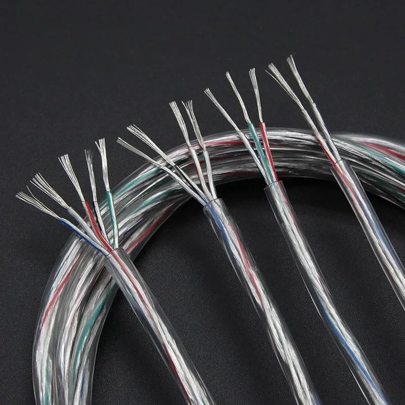 Cable de alimentación Transparente de 1/5m, 28/26/24/22/20/18/16AWG, Cable de Cobre estañado Aislado con PVC, Cable electrónico de luz LED de 2, 3, 4 y 5 núcleos(5 Cores,5 Meters_26AWG)