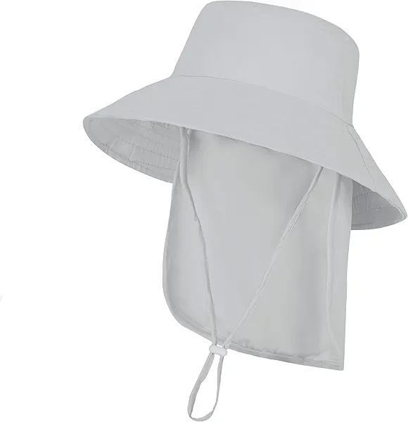 Baby Sun Hat Toddler Bucket Hats with Removable Neck Flap for Boys Girls Kids with Wide Brim Summer Beach UPF 50+