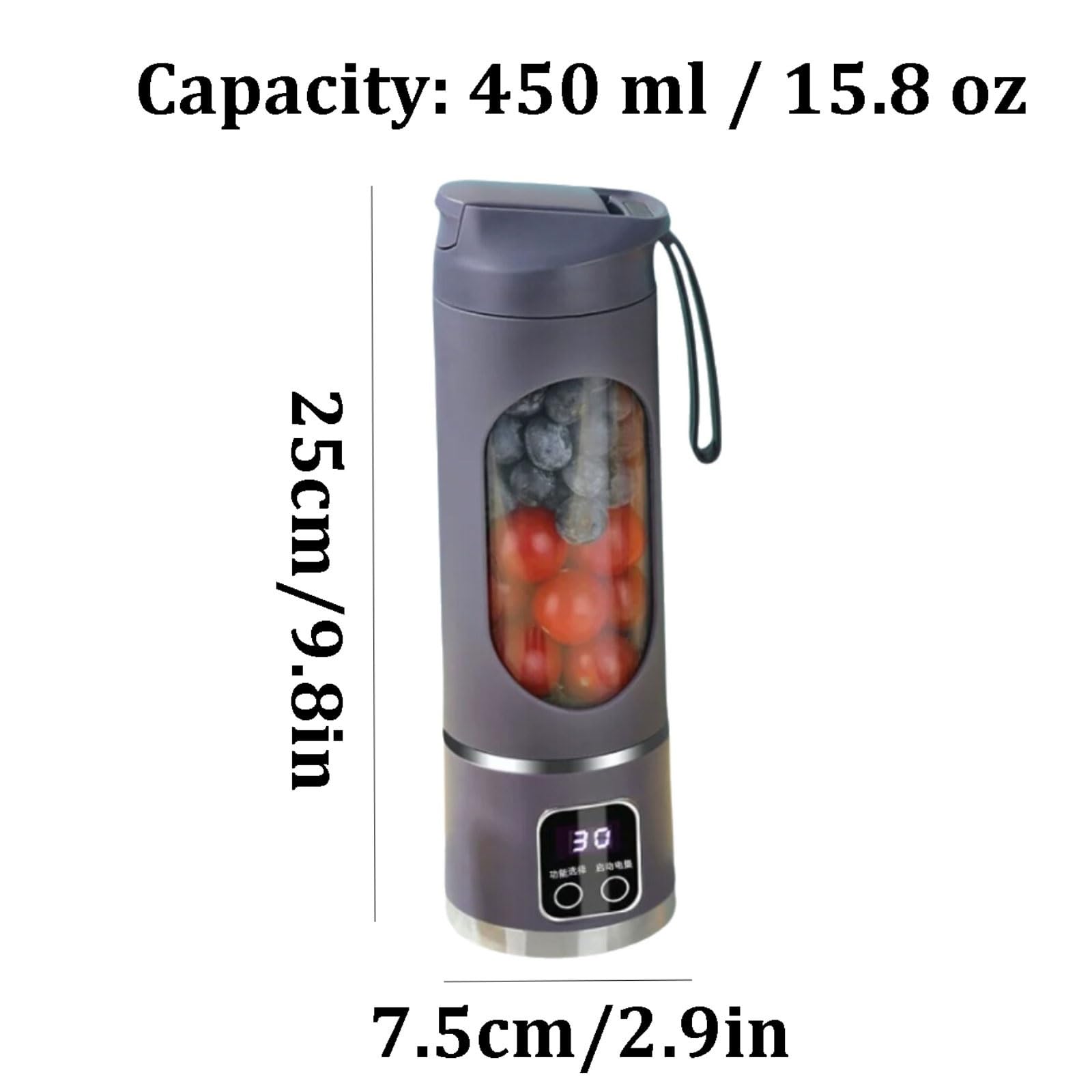 Plastikowy przenośny blender z wylewką z 12 ostrzami, elektryczny, USB, mini sokowirówka, blender do kuchni, biura, podróży, siłowni (Lila)