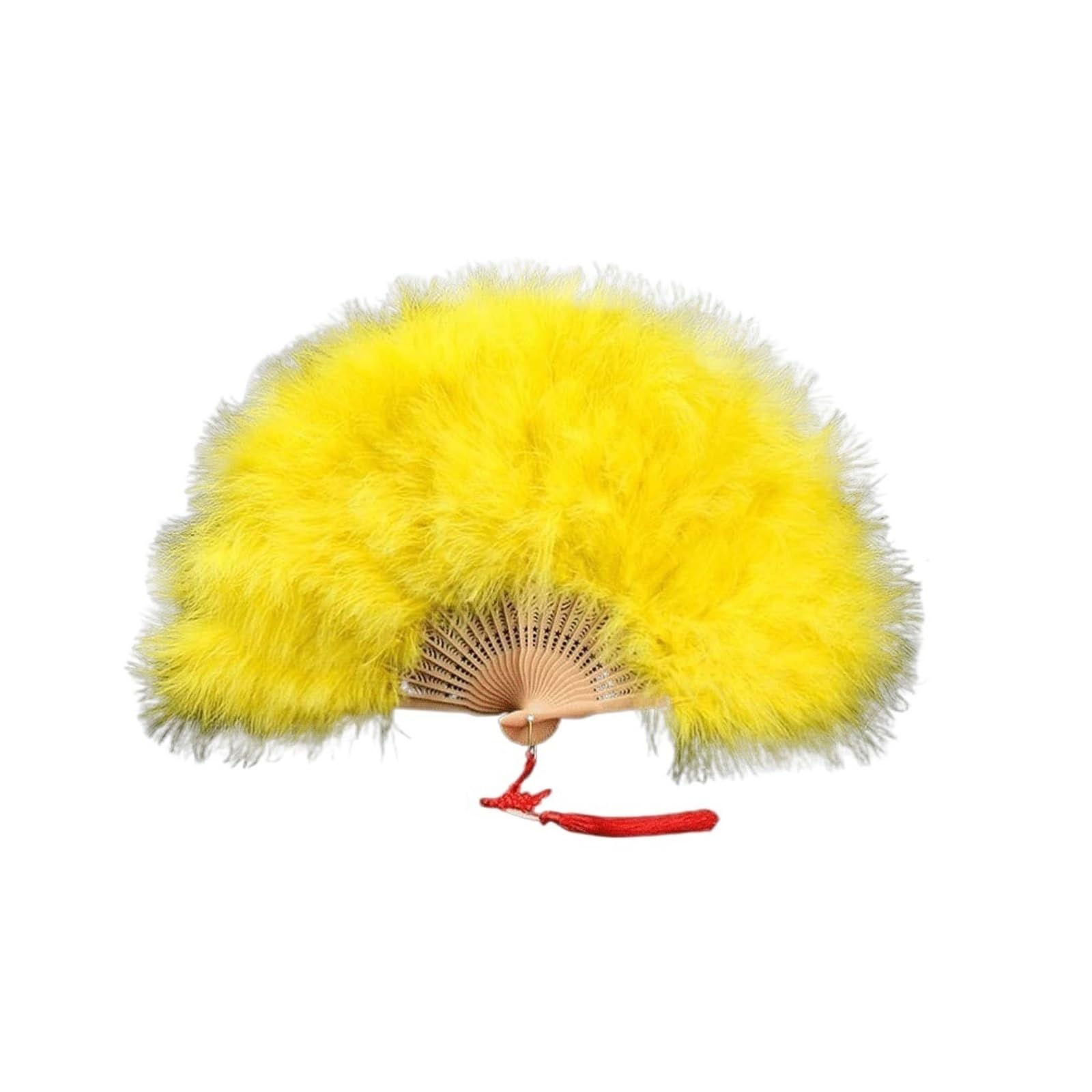 Folding Fans Feather Fan Vintage Folding Fan Flapper Hand Fan Handheld Fans Multi-Color Optional for Costume Dancing Show Tea Party Decorative(Color:Dark Roze) (Bright Geel one size)