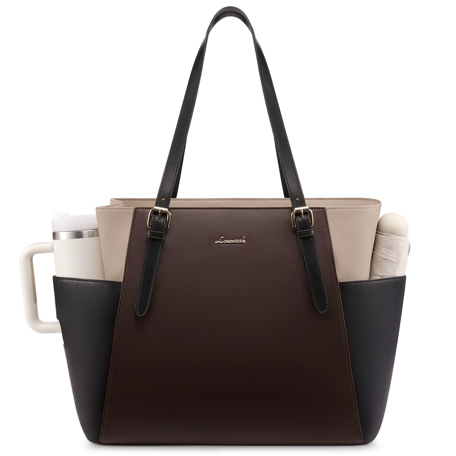 LOVEVOOK Laptop Tote Bag for Women,Leather Work Computer Briefcase Bag