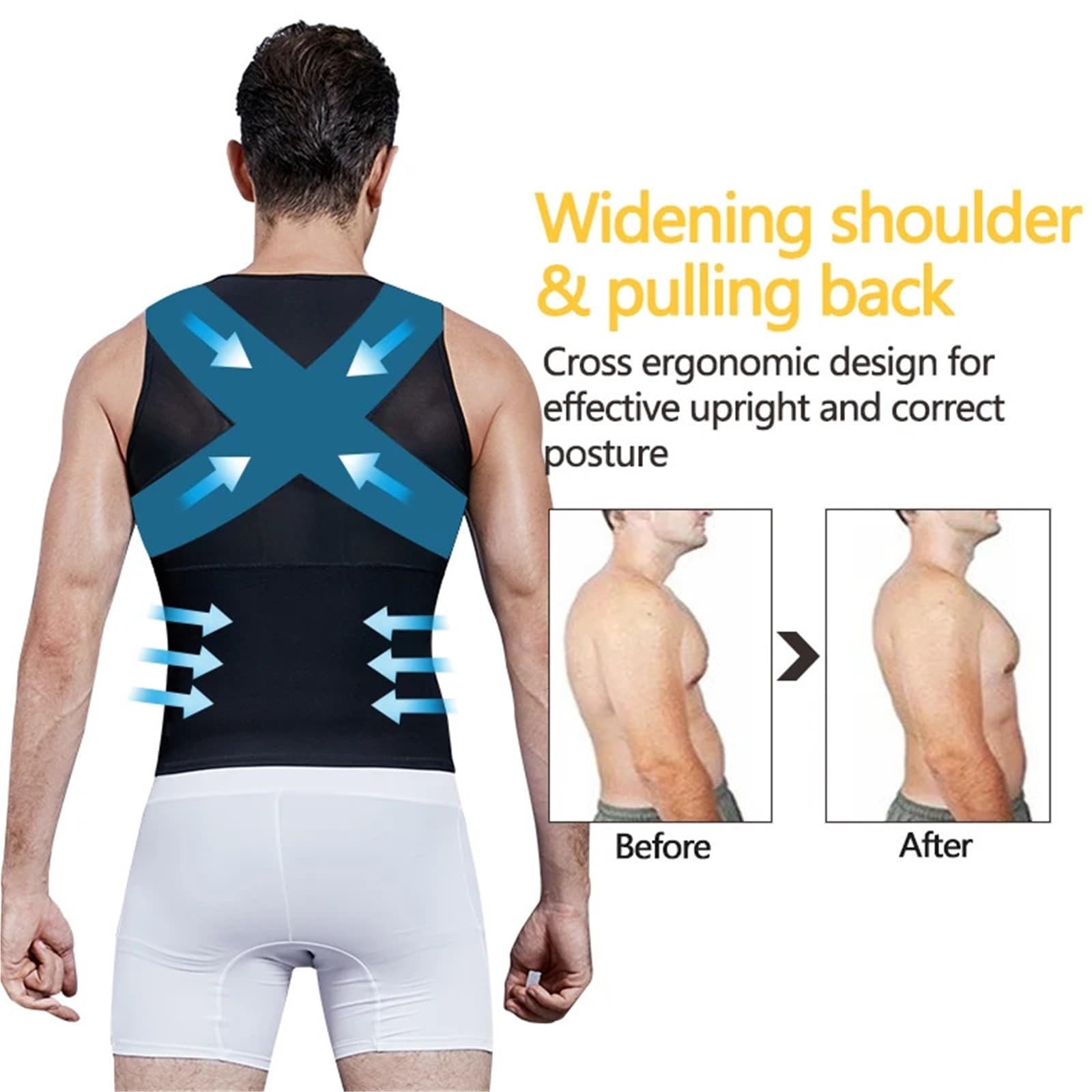 Prendas Moldeadoras Hombre Camiseta Moldeadora de compresión for Hombre, Control Abdomen, Faja Reductora, Camiseta sin Mangas, for Reducir la ginecomastia