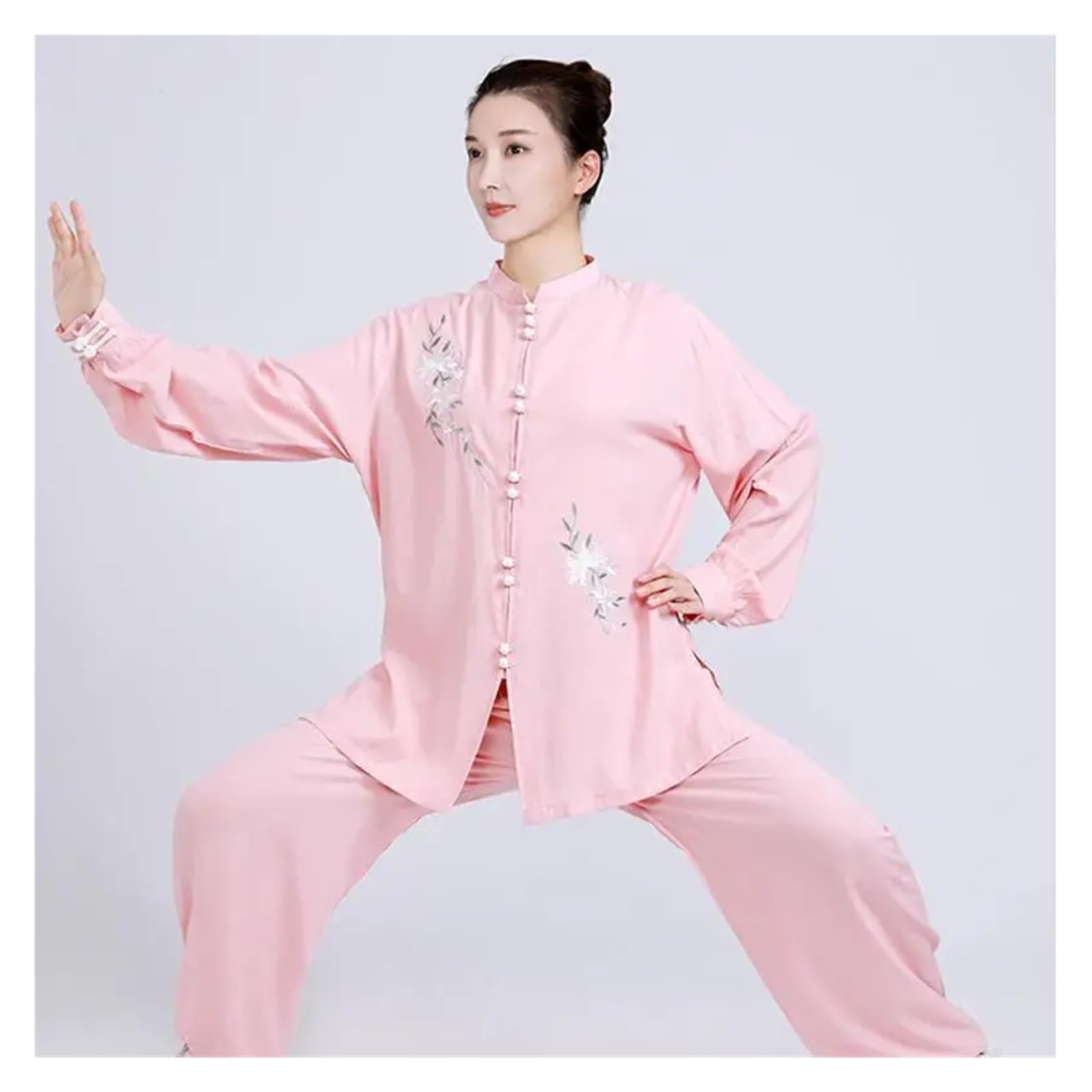 Kimono Jiu Jitsu Traje de Tai Chi Bordado, Ropa de Entrenamiento de Verano de Lino y algodón Fino, Ropa de Rendimiento de Tai Chi(Color 01,XL)