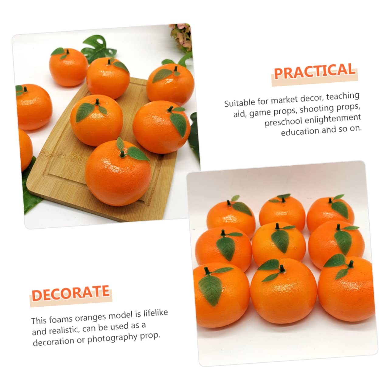 PRETYZOOM 3 Sätze Künstliche Orange Süsse Orangen Orangefarbene Verzierungen Falsches Orange Künstliche Früchte Schaufensterdekoration Falsches Obstdekor Künstliche Frucht Schaum 6 Stück * 3