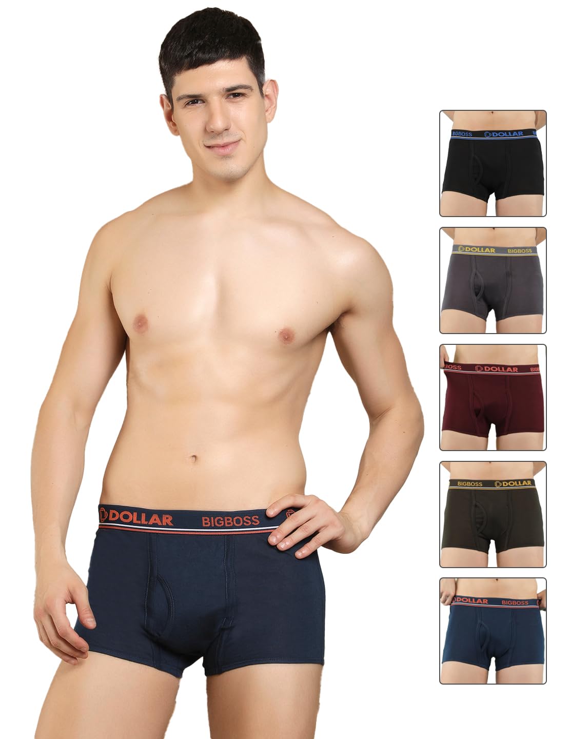 dollar bigboss Men's Solid Combed Cotton Trunk with Double Pouch Support (Colour May Vary)-picture-46