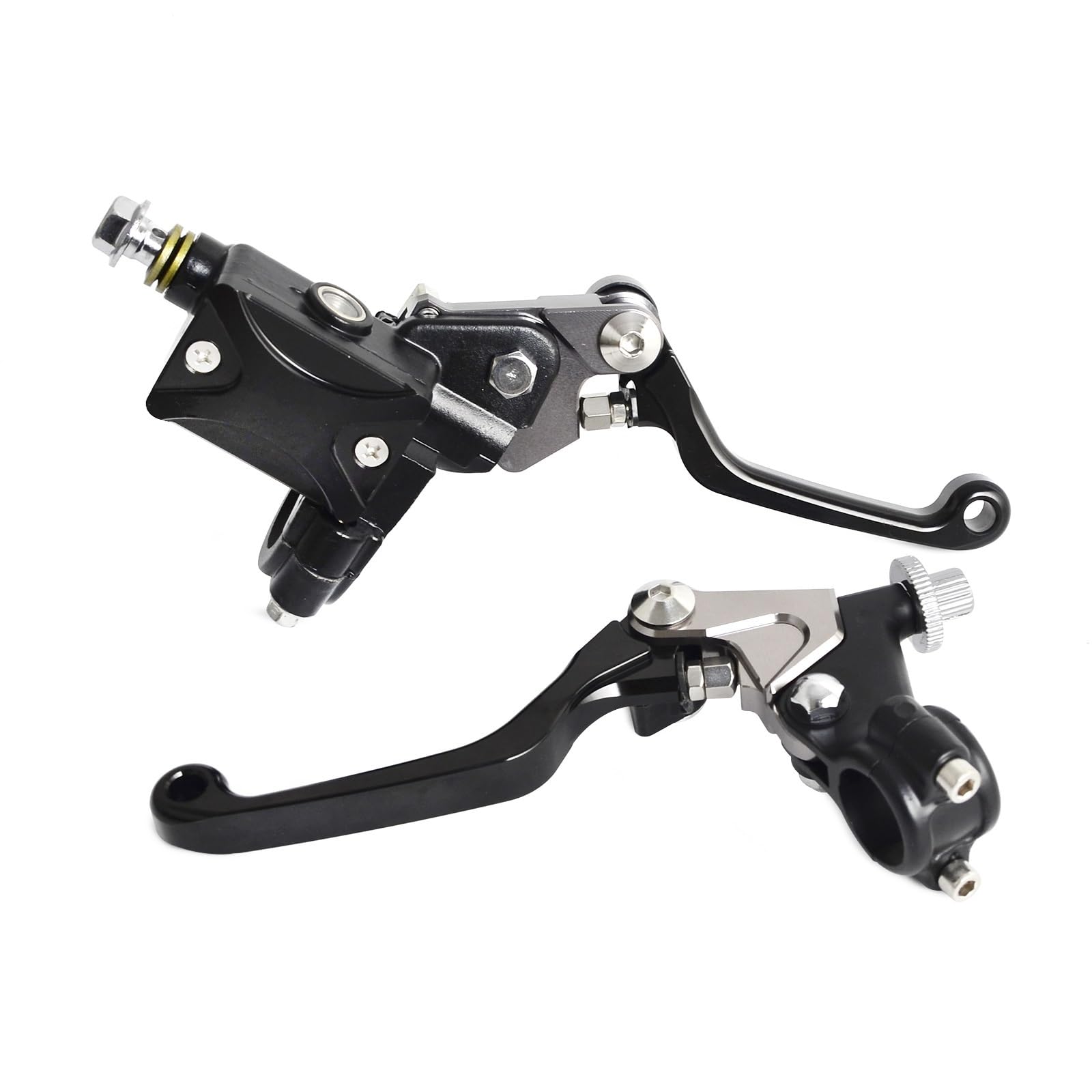 Zestaw linki sprzęgła motocykl Pasuje do Yamaha TTR 250 600 YZ 85 125 250 250F 450F SEROW 225 250 22mm 7/8 "hamulec hydrauliczny i zestaw dźwigni sprzęgła kablowego(Black)