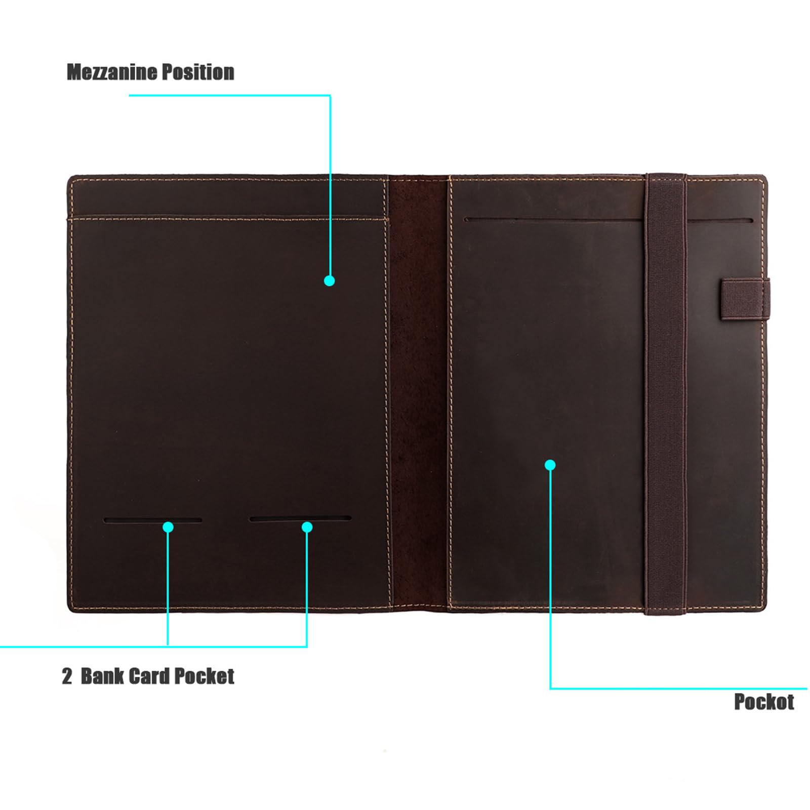 Portfolios Hülle, stoßfestes Design, Trageorganisatoren, Lederstruktur für Reisen und Meetings, Notebook Hülle