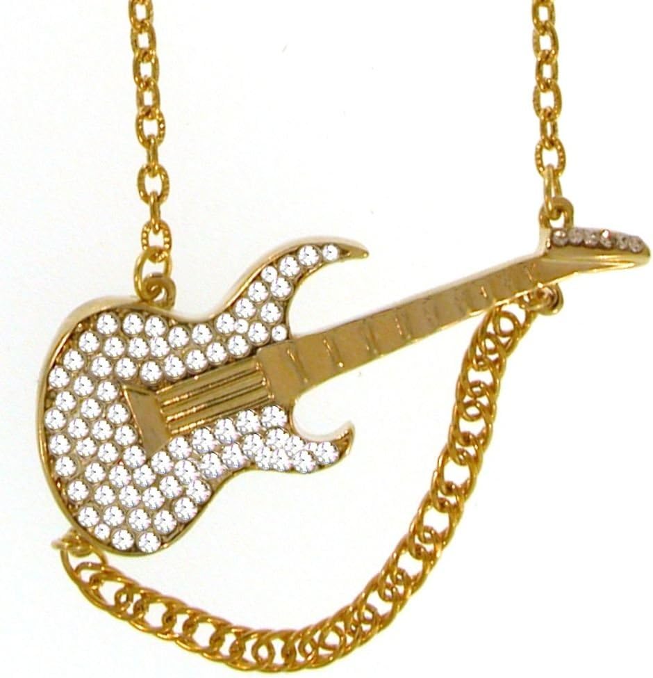 GIRLPROPS 7/8 X 2 1/2" Guitar On 24" Chain with Crystal