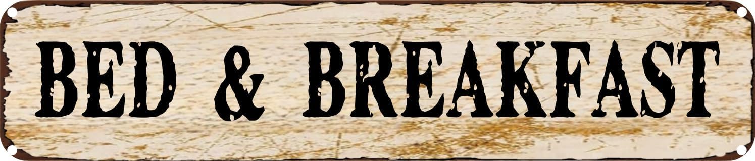 Vintage Tin Sign Retro Metal Wall Decor BED AND BREAKFAST Rustic Aluminum Plaque for Home,Bar,Kitchen,Garage,Man Cave 4x16 Inch