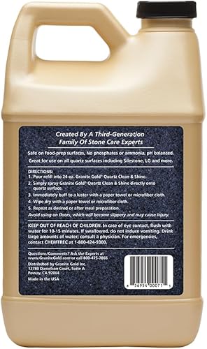 Miniatura 8 de Granite Gold Limpiador de cuarzo Clean & Shine sin rayas limpia y pule todas las superficies de cuarzo, incluyendo Silestone, LG y más, 64 onzas