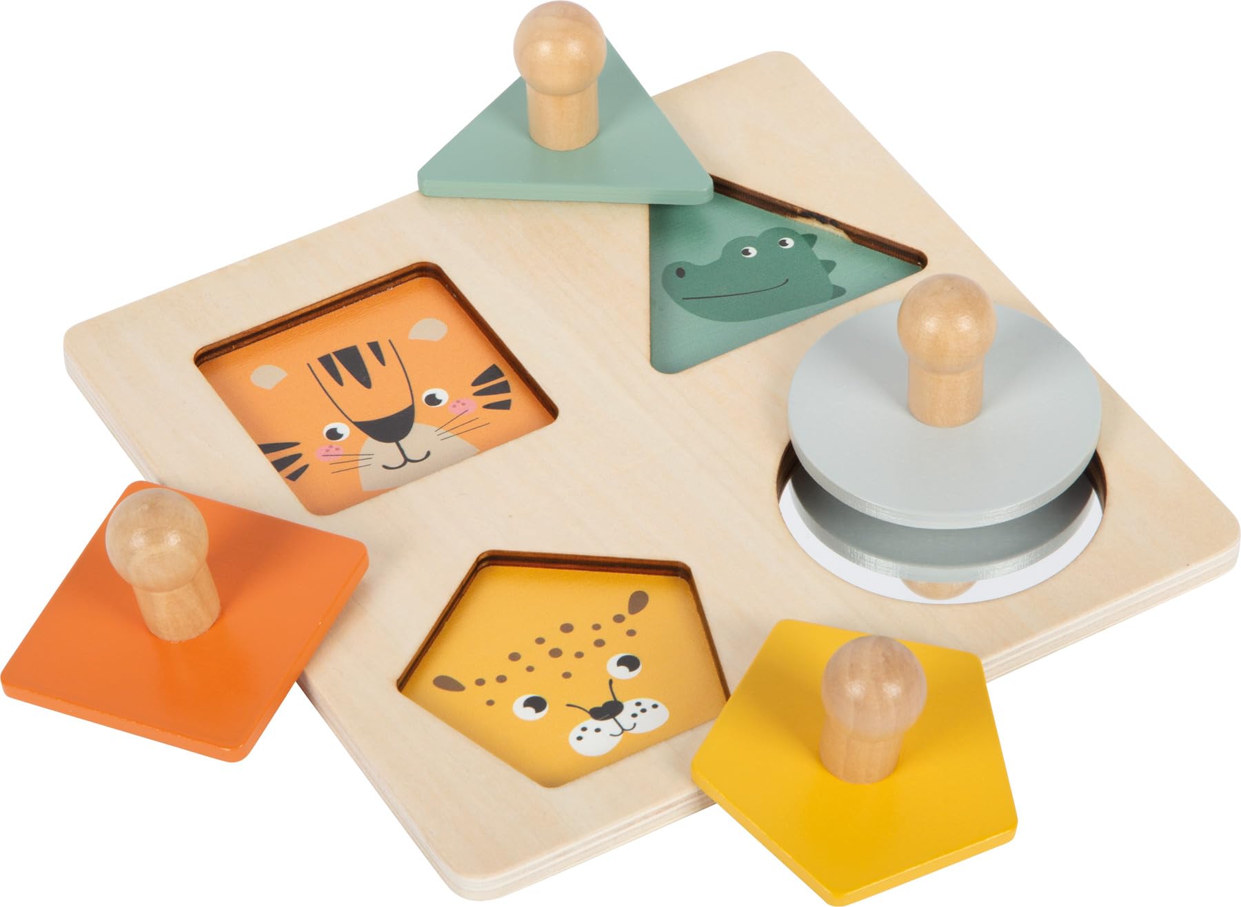 small Foot Montessori Setzpuzzle Formen und Motive, Robustes Puzzle aus FSC® 100%-zertifiziertem Holz, für Kinder ab 12 Monaten, 12769