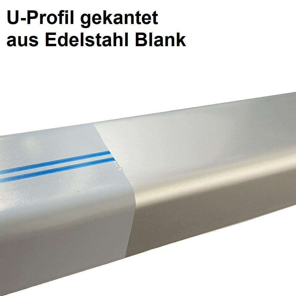 Einfassprofil blank V2A, 2000mm U-Profil Dekor außen 15x80x15 mm Schenkelinnenmaß aus Edelstahl blank 1,5 mm stark U-Winkel Edelstahl,Einschubprofil,