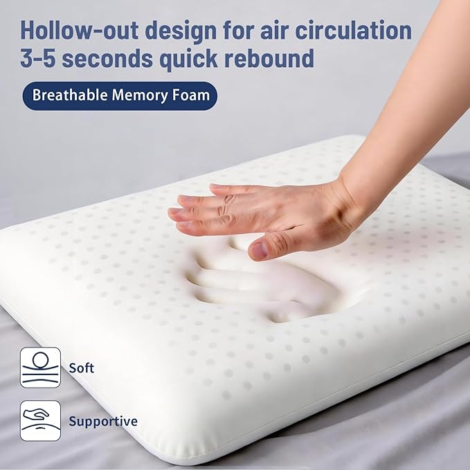 Almohada Memory Foam Estándar Baja Perfil con Funda Removable miniatura 4