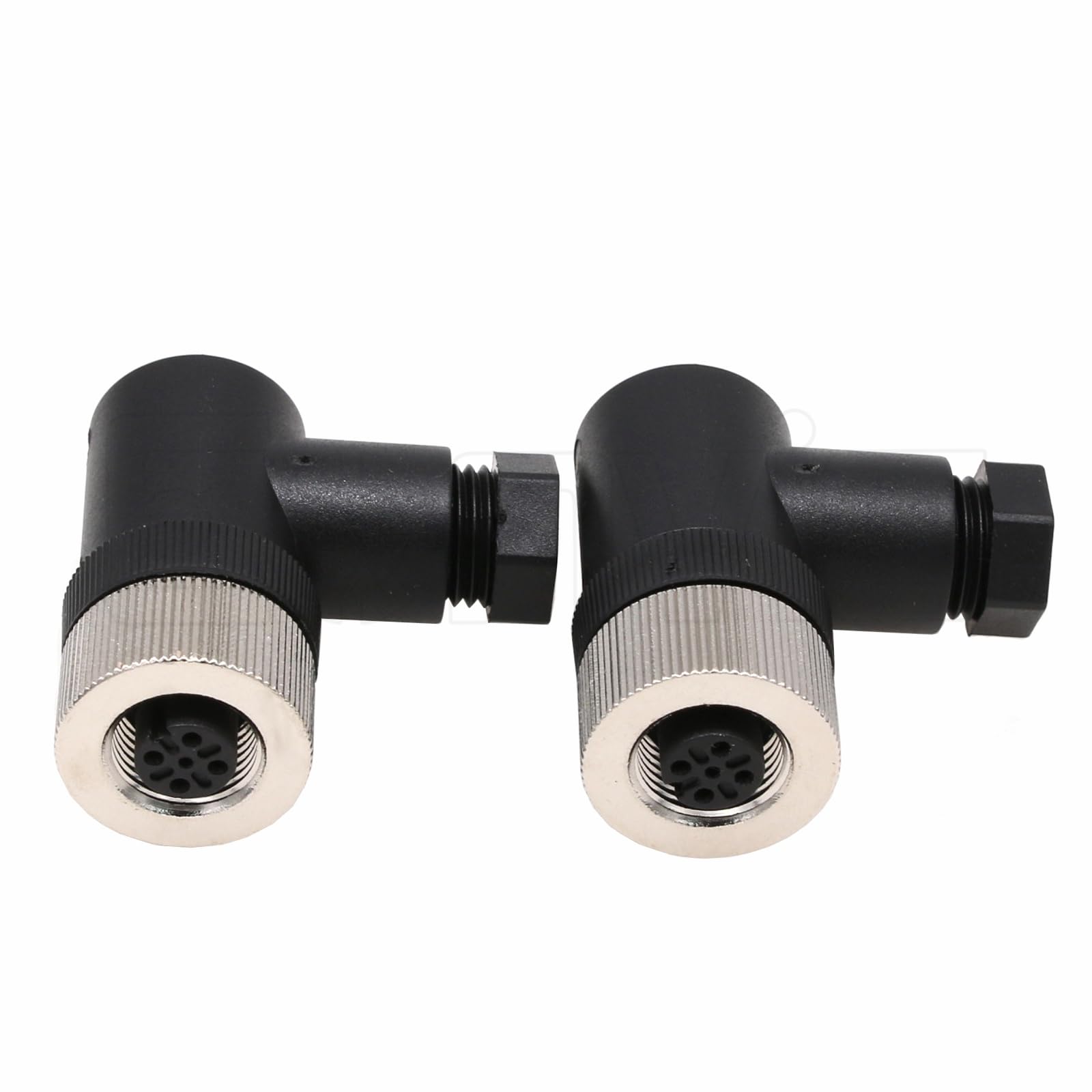 M12 4 Pin Female Connector, 12mm A Code Right Angle Industrial Circular Connector, Unshiled Field Assembly Wireable Sensor IP67 250V 4A AC/DC 2pcs