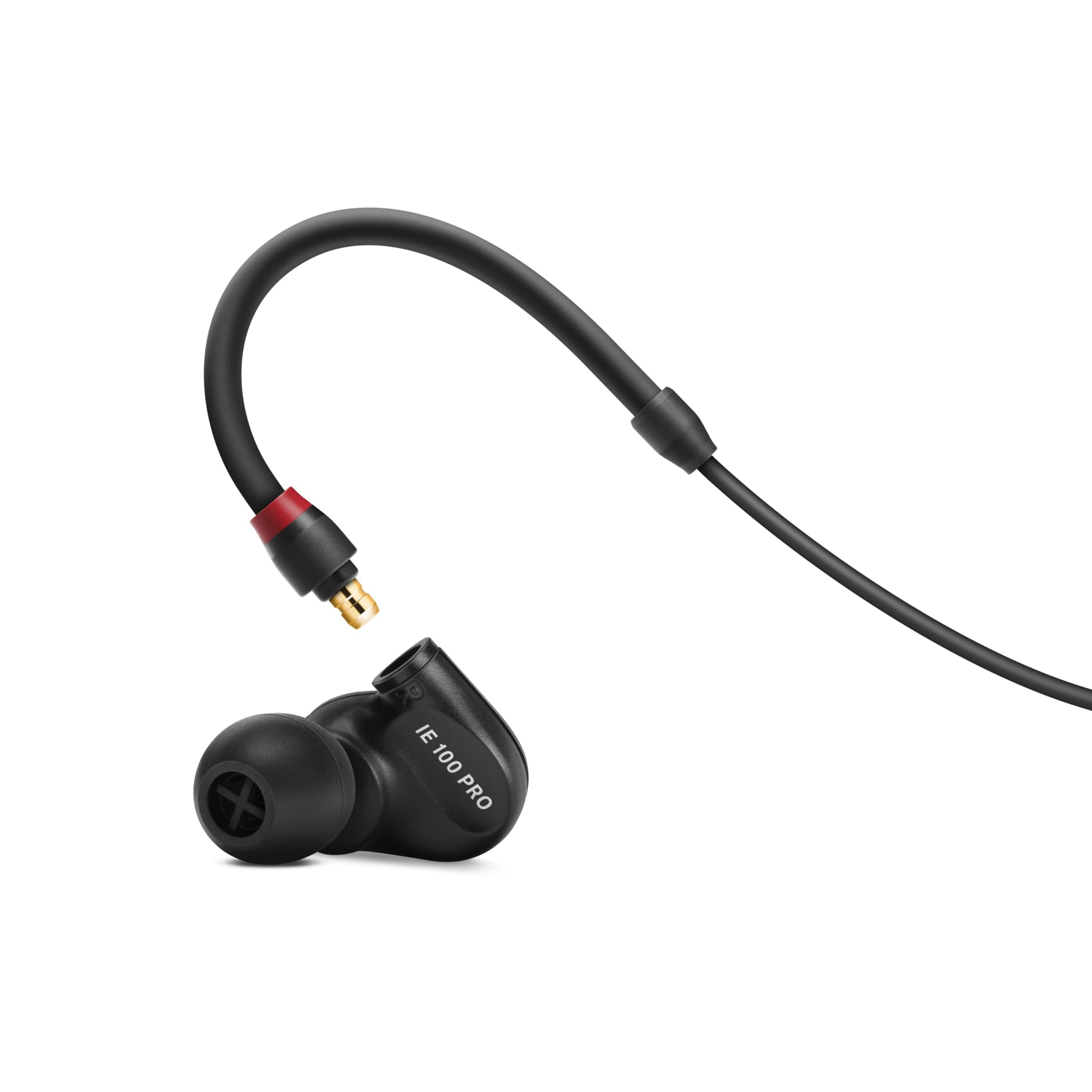 Sennheiser IE 100 PRO Black Dynamische In-Ear-Hörer | Neuartiger 10mm-Breitbandwandler für Präzisen Monitoring-Sound | 1,3m Kabell und S/M/L-Silkon-Adapter Enhalten | Schwarz (508940)