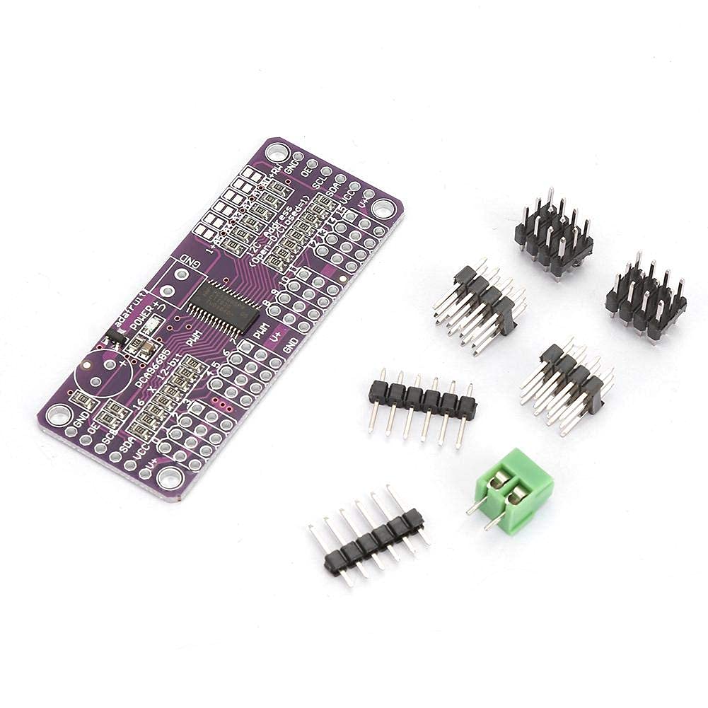 Servo Driver for, I2C Interface 16 Channel Servo Driver, 25MHz Internal Crystal Oscillator Durable for School Home Experiment