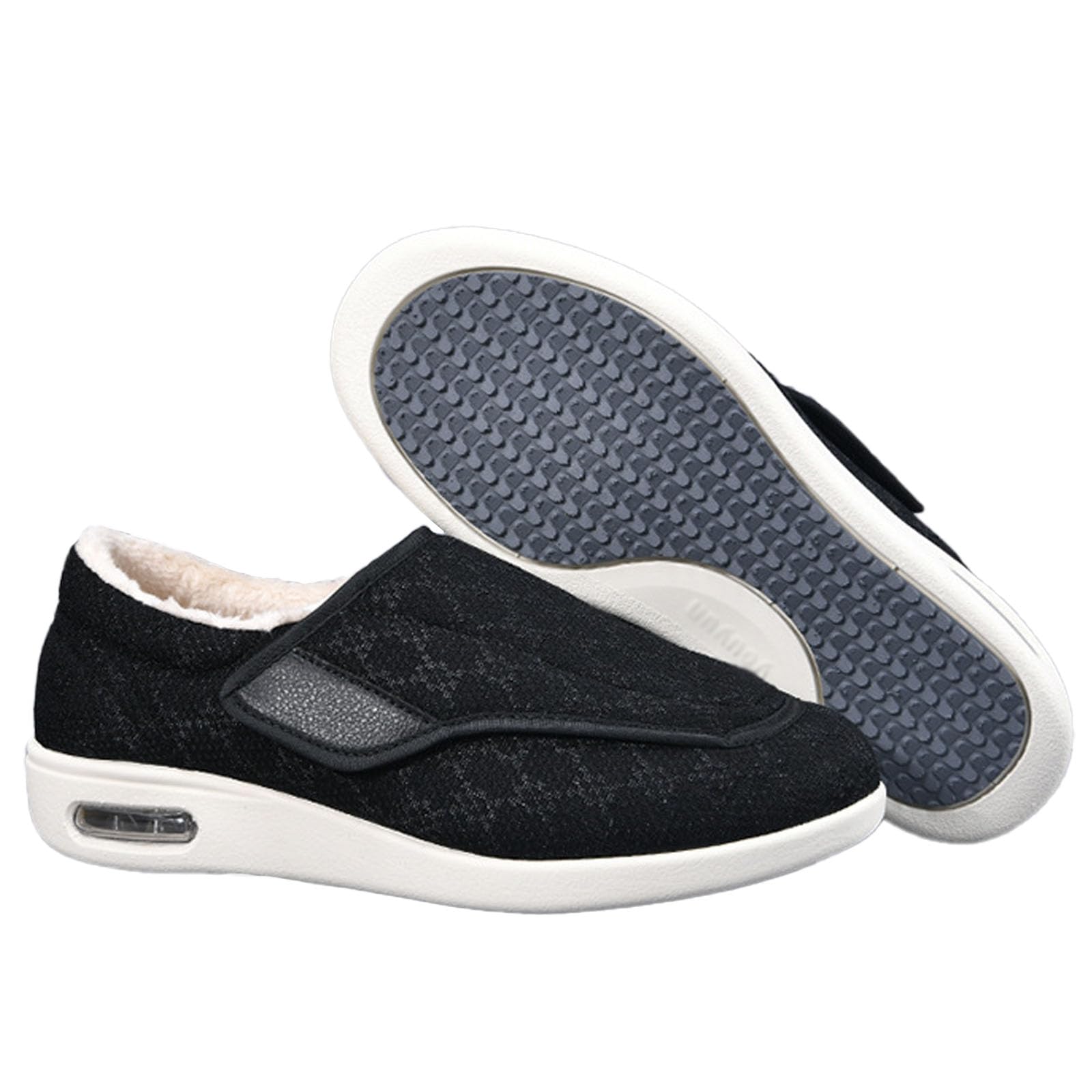bumuam Zapatos para diabéticos para pies hinchados,Zapatos Cálidos para Diabéticos, Zapatos Ajustables para Pies Hinchados de Ancianos EU 37.5(24.5cm/9.6in)